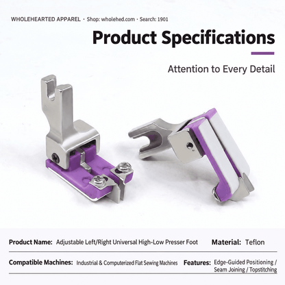 1901★ Adjustable Left/Right Teflon High-Low Presser Foot with Edge Guide for Topstitching