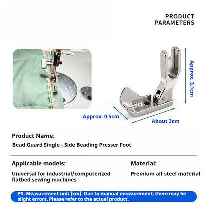 1825★ New all-steel bead-avoiding guard plate beading presser foot, raised guard plate, left single-side presser foot, wear-resistant and durable, universal for flat sewing machines★