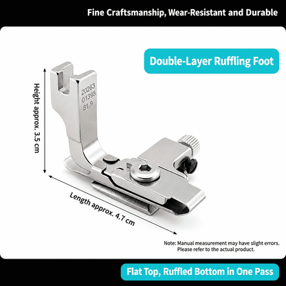 1926★ Double-Layer Adjustable Gathering Presser Foot for Industrial Sewing Machines, Smooth Top and Gathered Bottom, Suitable for Silk, Chiffon, Mesh and Shirts.
