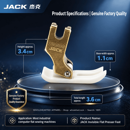1895★ Pied-de-biche invisible original JACK pour machines à coudre industrielles à plateau, résistant à l'usure, durable et conçu pour réduire le glissement du tissu