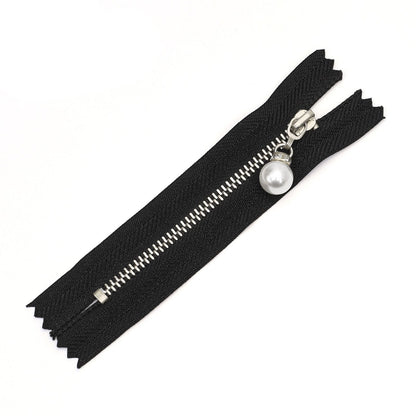 3111  Zipper No. 3 Metal Light Gold White Gold Closed End Work Code Hook Head Diamond Pendant Pearl Pull Pocket Clothing Luggage Zipper