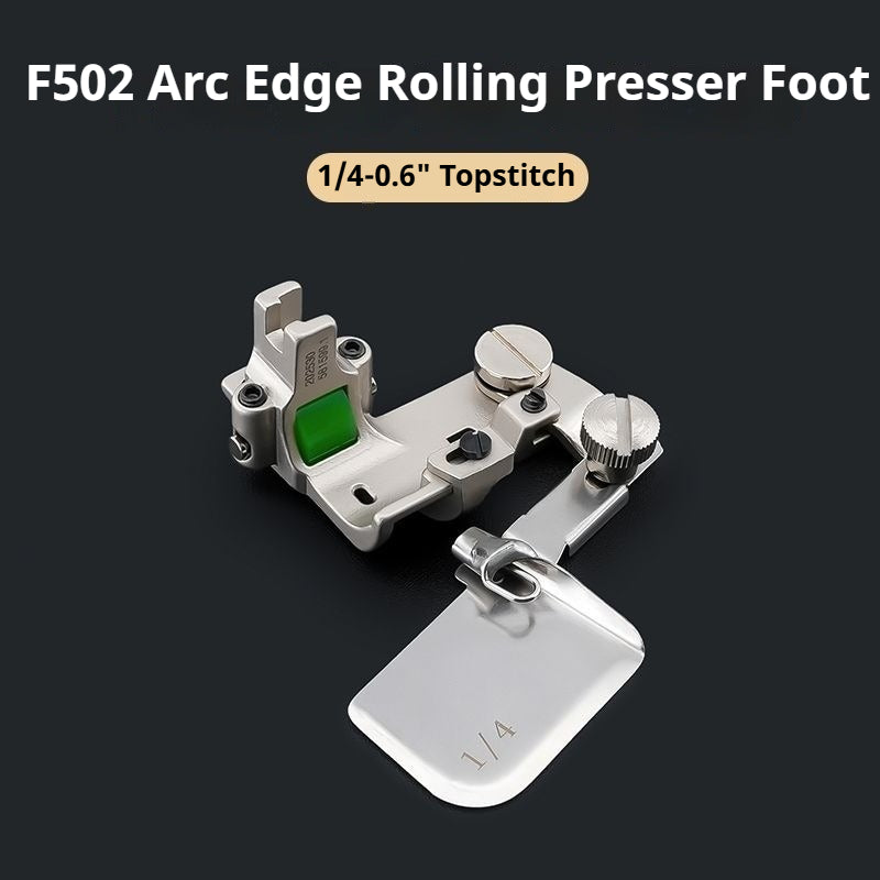 1754★ Nouveau pied ourleur courbe réglable F502, pied presseur à rouleau tout acier, adapté aux tissus légers en soie et en mousseline, accessoire de reliure populaire★