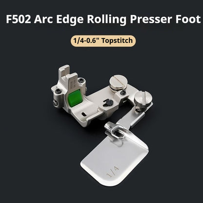 1754★ Nouveau pied ourleur courbe réglable F502, pied presseur à rouleau tout acier, adapté aux tissus légers en soie et en mousseline, accessoire de reliure populaire★