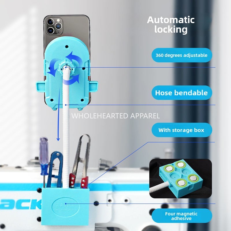 1437★  [New] Shockproof sewing machine Universal mobile phone holder Flat car Magnet fixing clip Edge locking machine Ham car rotation