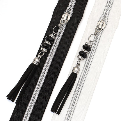 3089  Zipper No. 5 nylon is wearing silver tooth electroplated luggage zipper 4.5 meters zipper + 5 fringed sliders + stop = 1 pack