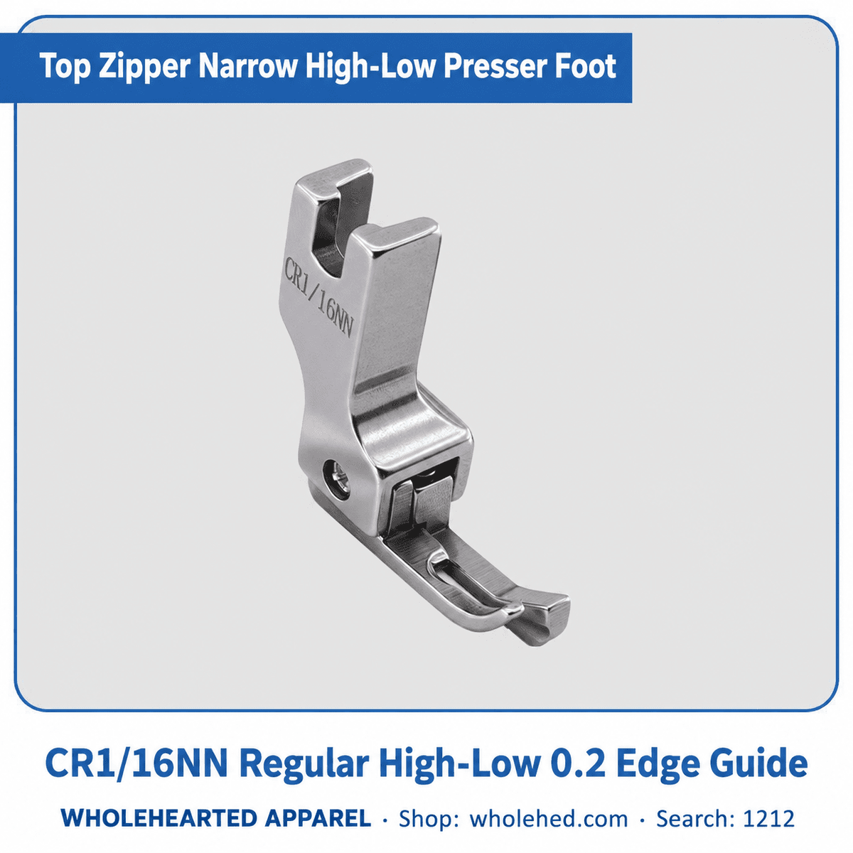 1212★ New Arrivals 2 | More Options | Narrow High-Low Zipper Presser Foot for Industrial Lockstitch Sewing Machines, 0.1/0.2 cm Edge Stitching