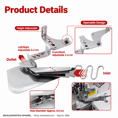 1939★ Cartella in acciaio inox 4 in 1 per bordature e rifiniture, con piedino premistoffa scanalato compatibile con EX/747 per tagliacuci