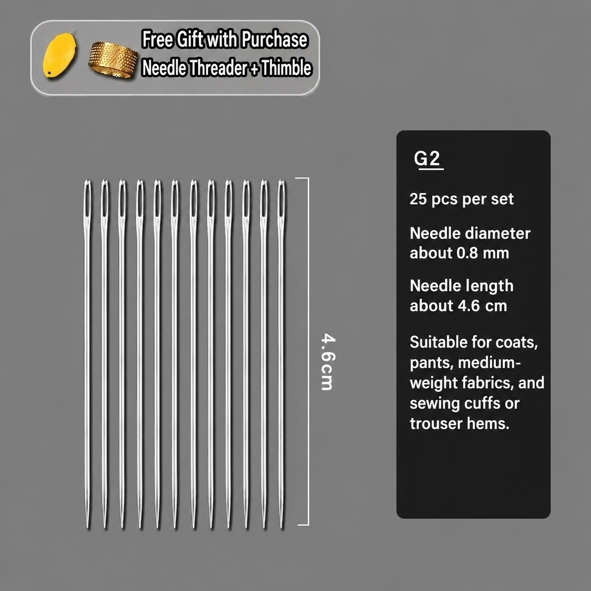 1917★ Traditional Hand Sewing Needles, Steel Needles for Clothing and Quilting, Large-Eye and Fine Sizes.