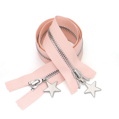 3088  Zipper No. 5 platinum open tail pentagram zipper piece jacket placket zipper double pull head down bright silver teeth