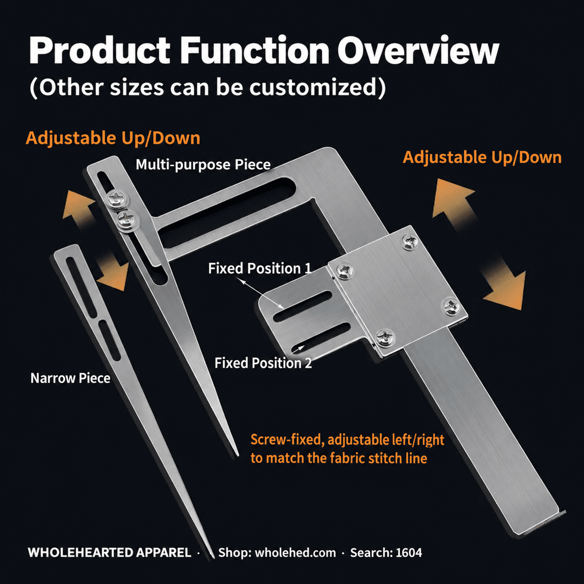 1604★ Guía de posicionamiento de pinzas de prendas y borde angular para pantalones y ropa, accesorio para máquina de coser industrial