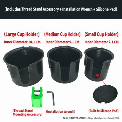 1380★ Sewing Machine Cup Holder, No-Drill Installation, Space-Saving Design, Thickened ABS Plastic.
