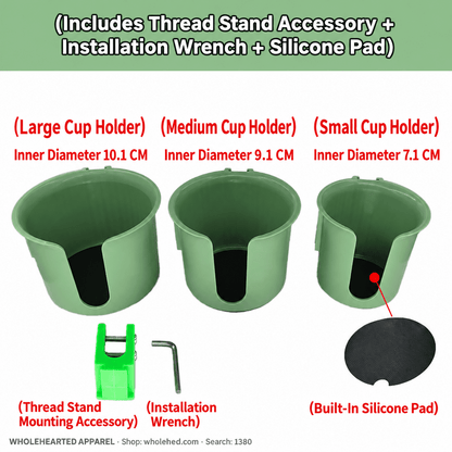 1380★ Sewing Machine Cup Holder, No-Drill Installation, Space-Saving Design, Thickened ABS Plastic.