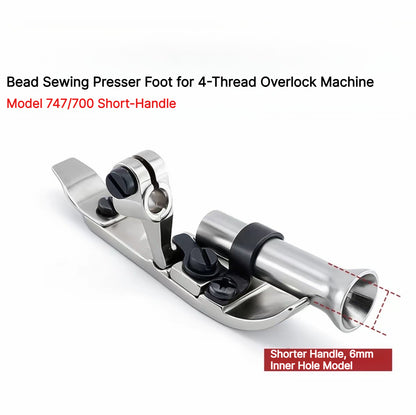 1909★ Four-Thread Overlock Beading Presser Foot, 6mm/8mm, Smooth Bead Sewing★