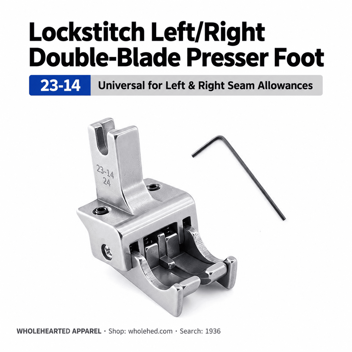 1936★ All-Steel Dual-Blade High-Low Presser Foot for Lockstitch Machines, Adjustable Left/Right Dual Edge Guides, 0.6/0.8 cm Seam Allowances.