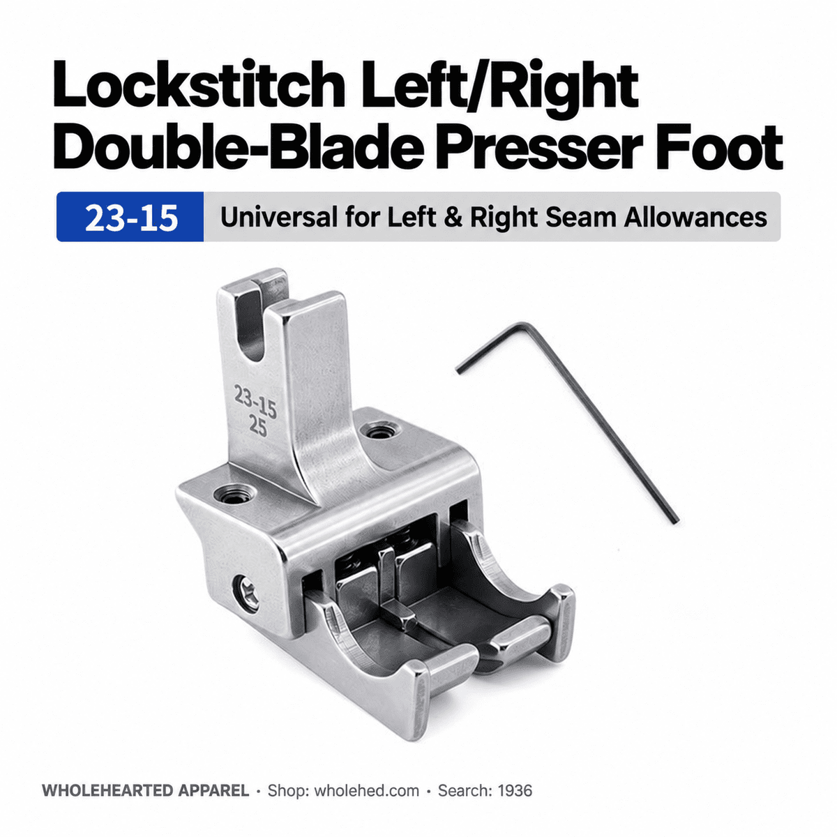 1936★ All-Steel Dual-Blade High-Low Presser Foot for Lockstitch Machines, Adjustable Left/Right Dual Edge Guides, 0.6/0.8 cm Seam Allowances.