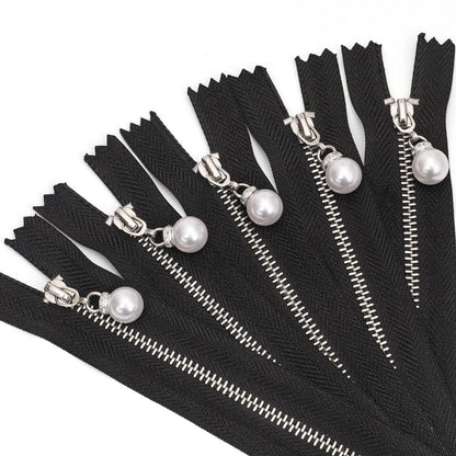 3111  Zipper No. 3 Metal Light Gold White Gold Closed End Work Code Hook Head Diamond Pendant Pearl Pull Pocket Clothing Luggage Zipper