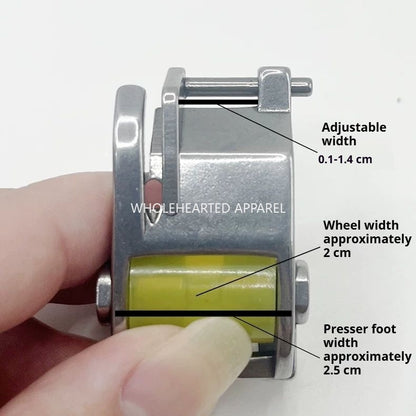 1095★  New T9 hemming roller presser foot width adjustable upper trousers collar shirt flat car does not twist wheel presser foot★