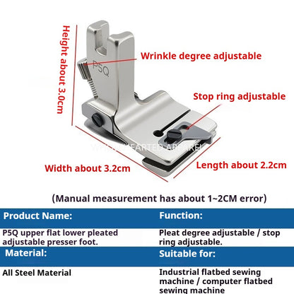 1607★  New P5Q adjustable wrinkle presser foot electroplating all-steel flat car universal wrinkle pumping wrinkle presser foot sewing accessories ★