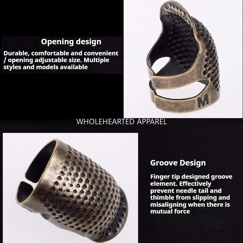 1414★ Thimble finger cover household hand sewing cross stitch thickened adjustment real copper finger guard thimble hoop sewing tool★