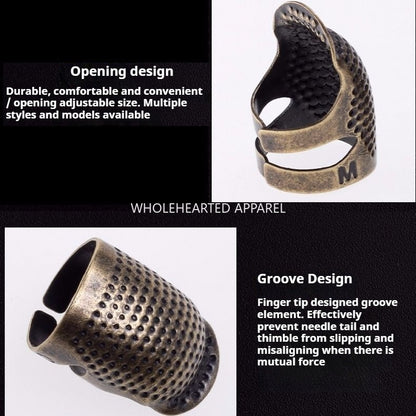 1414★ Thimble finger cover household hand sewing cross stitch thickened adjustment real copper finger guard thimble hoop sewing tool★