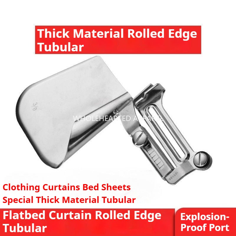 1203★ Dispositif de sertissage pour matériaux épais, tube de traction plat pour matériaux épais, rallonge spéciale de 3 cm pour le bord inférieur des draps et rideaux, dispositif d'ourlet★