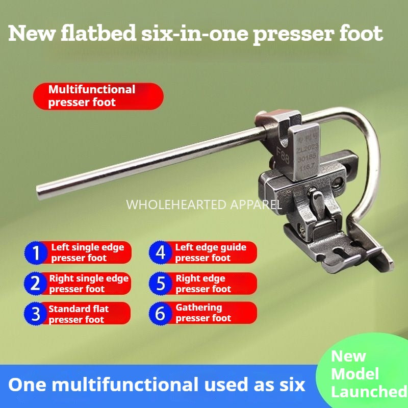 1091★  New flat car six 6-in-1 presser foot multi-function presser foot multi-adjustment left and right unilateral rib positioning wrinkle★