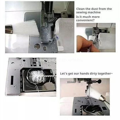 1665★ Cepillo de limpieza para máquina de coser Teclado de computadora Herramienta de limpieza de polvo de felpa interna mecánica Cepillo pequeño de cabezal simple y doble★