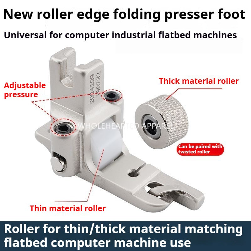 1650★  New roller 0.3 stop crimping presser foot electroplating all-steel flat car universal folding hem presser foot sewing accessories★