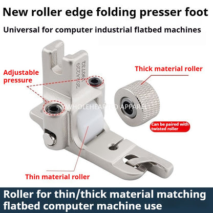 1650★  New roller 0.3 stop crimping presser foot electroplating all-steel flat car universal folding hem presser foot sewing accessories★