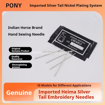1514★ Aiguilles à broder indiennes authentiques PONY, marque cheval, marque cerf, queue dorée, 25 pièces/sachet★