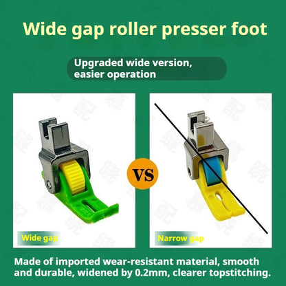 1016★  Upgraded version of wide gap flat car plastic roller presser foot does not eat cloth, does not rush cloth pressing line, thick and thin universal wheel presser foot★