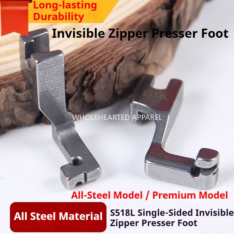 1328★  Invisible zipper all-steel presser foot S518L computer flat car unilateral invisible zipper presser foot upper zipper presser foot★