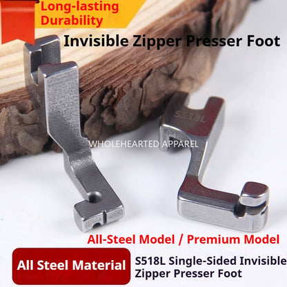 1328★  Invisible zipper all-steel presser foot S518L computer flat car unilateral invisible zipper presser foot upper zipper presser foot★