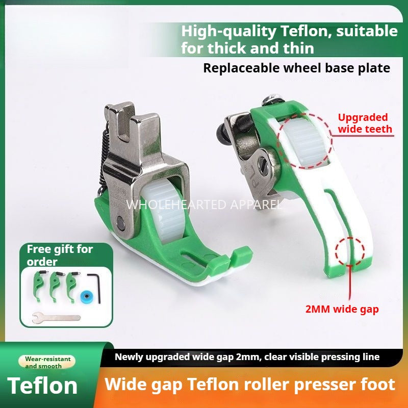 1006★ 1009★New PL boutique newly upgraded flat car (wide gap) Teflon roller presser foot thin and thick universal do not eat cloth rush cloth accessories★
