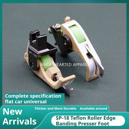 1599★ Nouveau pied presseur en plastique SP-18 à rouleaux en téflon pour chariot plat, avec lame et rouleau de ponçage pour lignes de nervures gauche et droite★