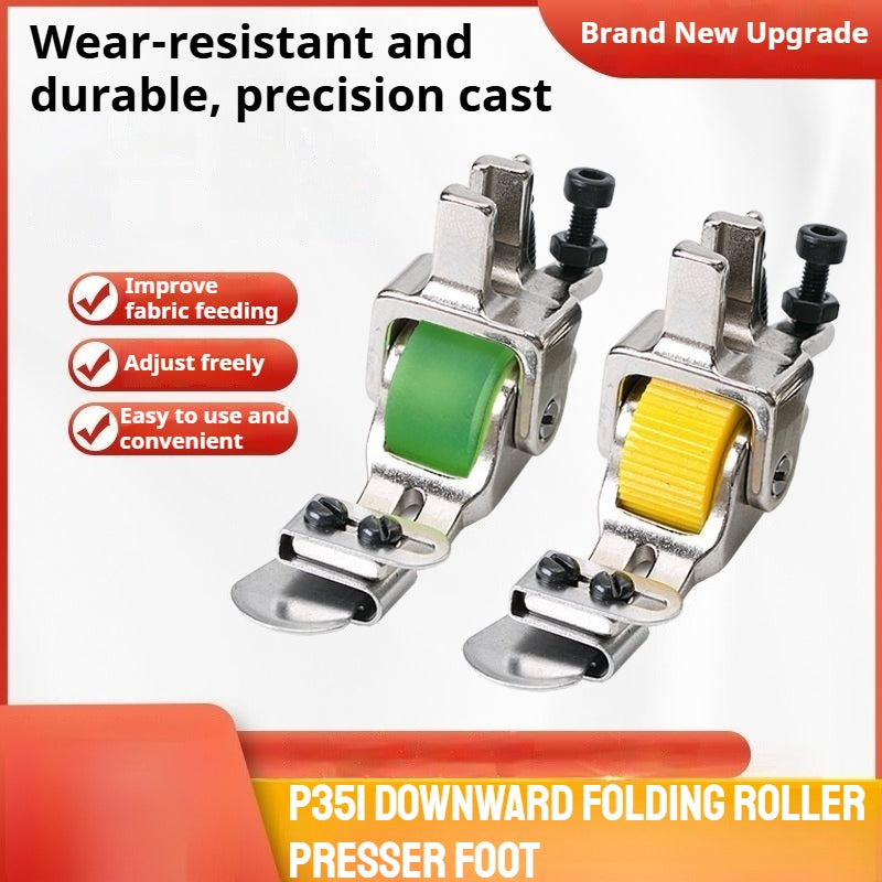 1013★ New T351 down-turned edge roller presser foot turtle shell cap wrinkle-free downward rolled edge premium all-steel flat sewing machine adjustable★