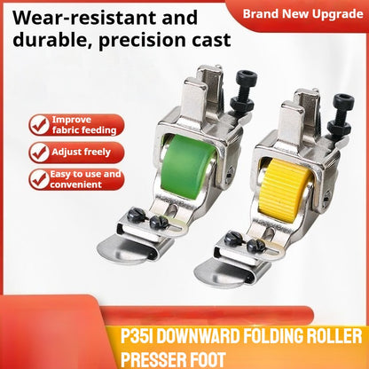 1013★ New T351 down-turned edge roller presser foot turtle shell cap wrinkle-free downward rolled edge premium all-steel flat sewing machine adjustable★