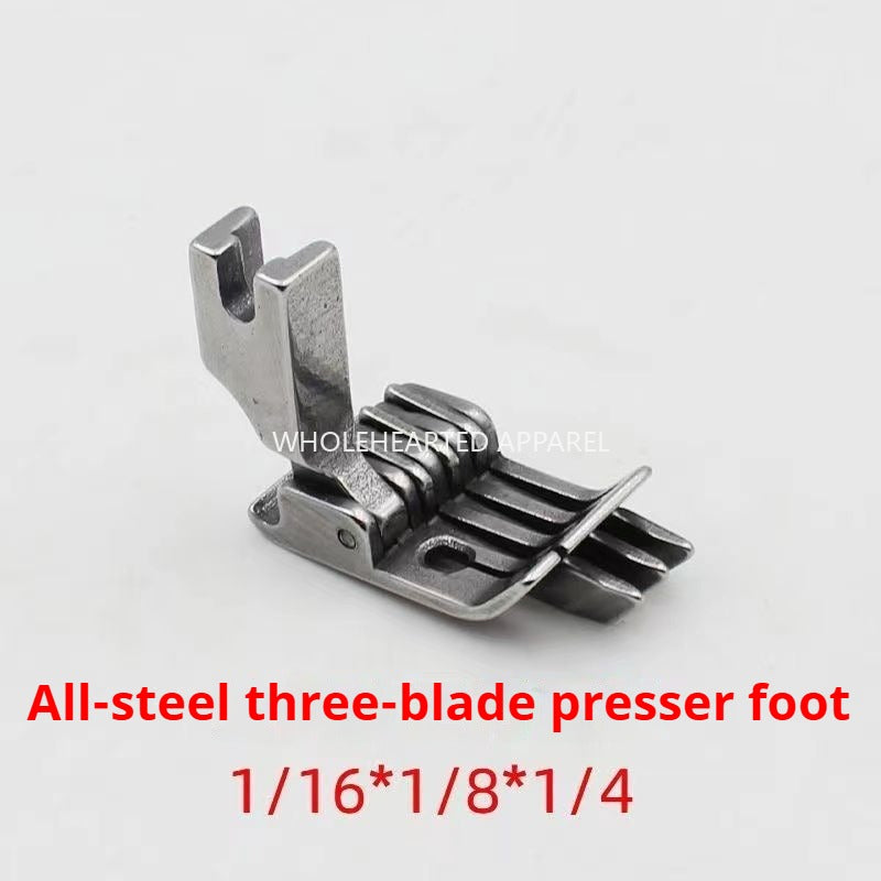 1050★  Flat car with knife presser foot All-steel double three-knife presser foot Jeans back bag tangential presser foot Unilateral double knife stop presser foot★