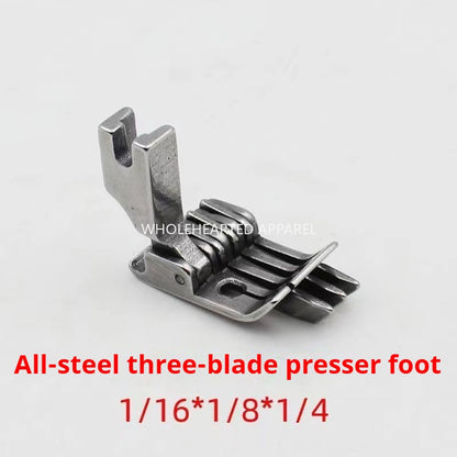 1050★  Flat car with knife presser foot All-steel double three-knife presser foot Jeans back bag tangential presser foot Unilateral double knife stop presser foot★
