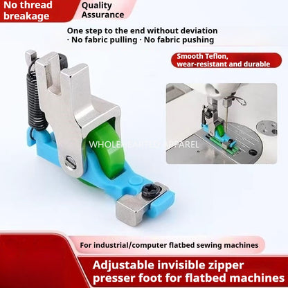 1630★  New flat car plastic Teflon roller presser foot S518 upper invisible zipper adjustable roller presser foot sewing accessories★