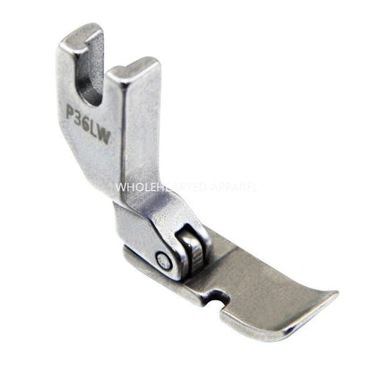 1503★ Pied-de-biche unilatéral gauche et droit pour machine à coudre plate, en acier, compatible avec les modèles P36LW et P36W. Plaque de base élargie de 10 mm.