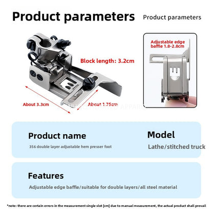 1660★  New 356 adjustable double-layer hem presser foot three-needle five-thread thick material presser foot interlock sewing machine, sewing machine accessories
