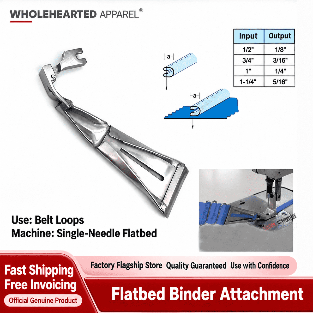 1264★ Accesorio doblador para máquina de coser plana, para cintas, tiras de hombro y trabillas de cinturón.