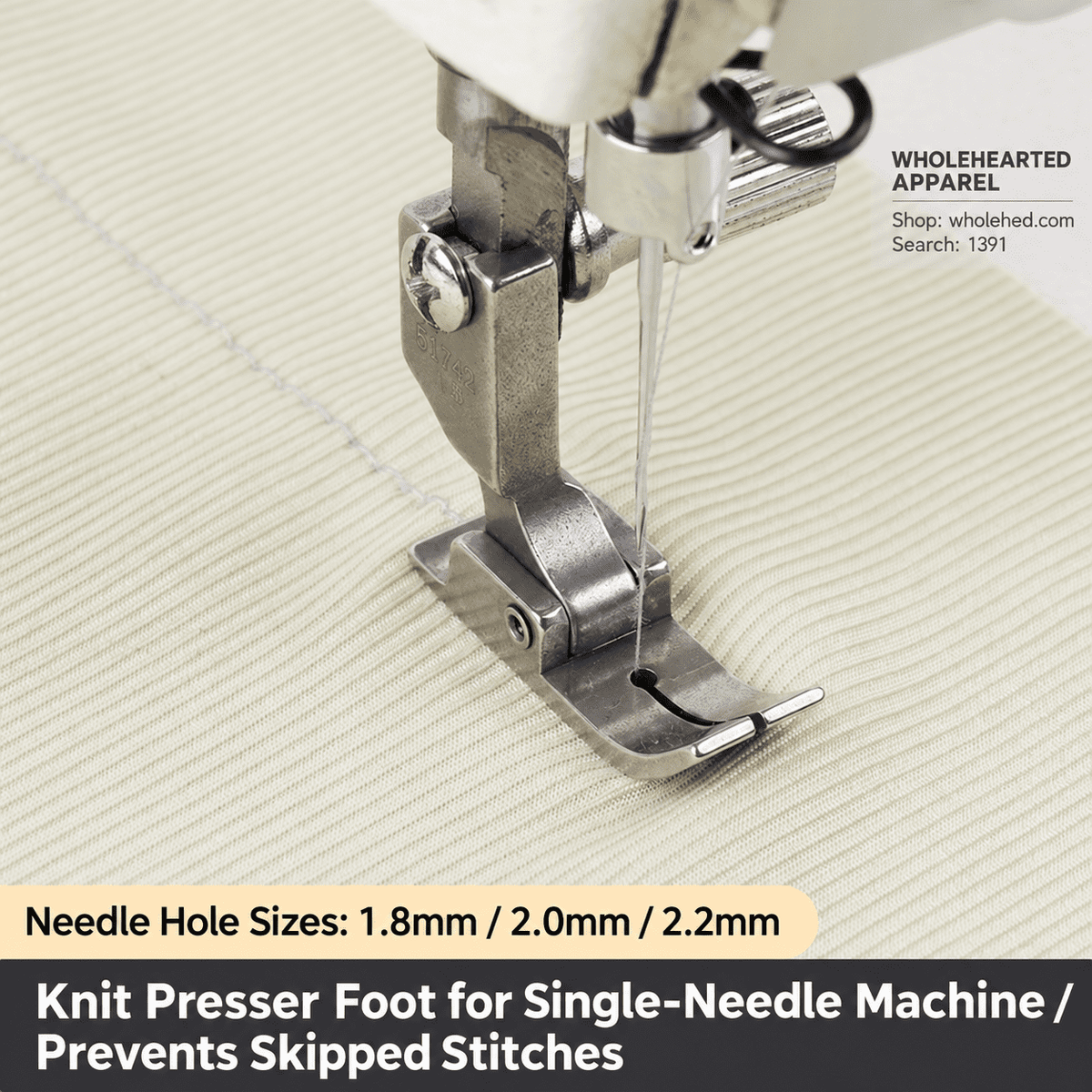 1391★ Nähfuß mit kleinem Nadelloch gegen Fehlstiche für Strickstoffe, dünne und elastische Stoffe – Nähmaschinenzubehör