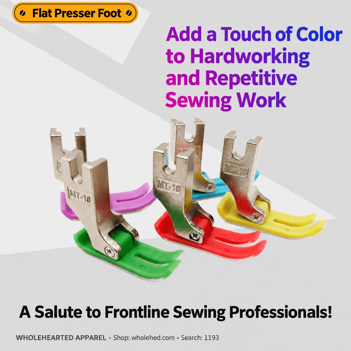 1193★ MT-18 Thickened Wear-Resistant Plastic Presser Foot for Industrial Computerized Lockstitch Sewing Machines.