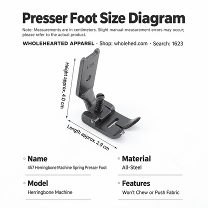 1623★ All-Steel Spring Presser Foot for Herringbone Sewing Machines, Flat-Opening and Forked Styles, Small/Medium/Large