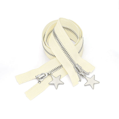 3088  Zipper No. 5 platinum open tail pentagram zipper piece jacket placket zipper double pull head down bright silver teeth