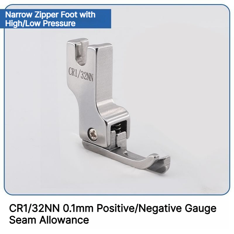 1212★ New Arrivals 2 | More Options | Narrow High-Low Zipper Presser Foot for Industrial Lockstitch Sewing Machines, 0.1/0.2 cm Edge Stitching.