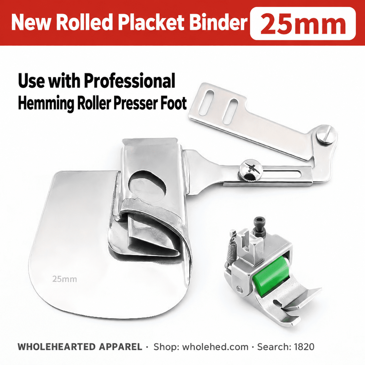1820★ New Adjustable Rolled Placket and Curtain Edge Binder for Flatbed Sewing Machines, Suitable for Thin and Thick Fabrics