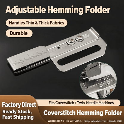 1920★ Adjustable Hemming Folder for 3-Needle 5-Thread Coverstitch Machine, Sewing Attachment